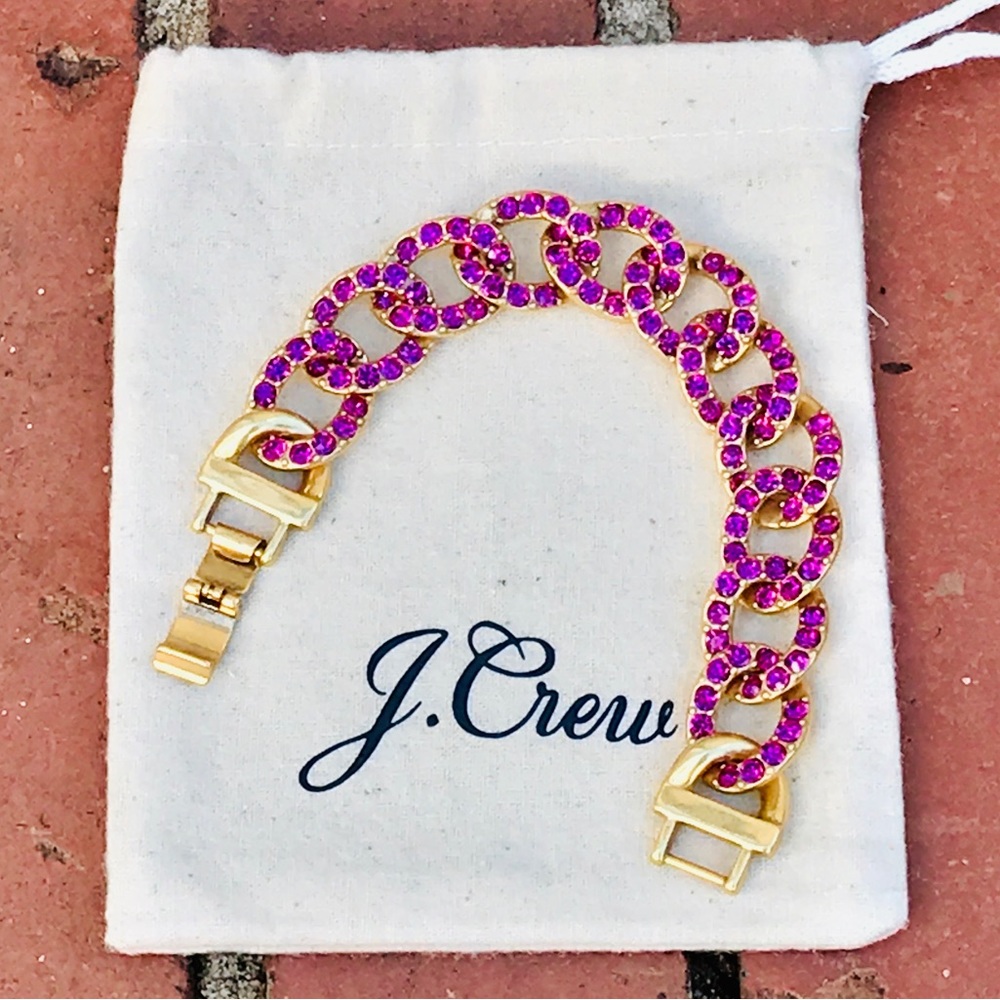 J. Crew Pave Chain Bright Berry Bracelet NWOT